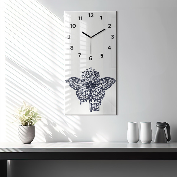 Orologio verticale Farfalla e chiave - stile boho