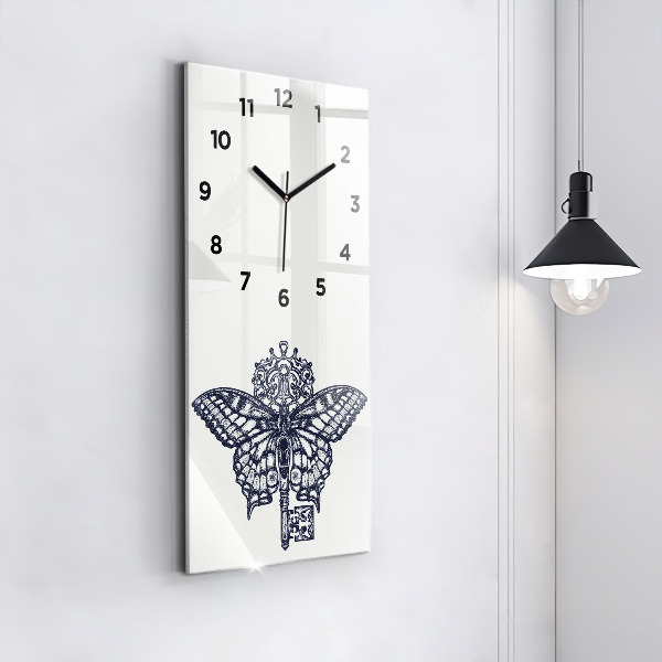 Orologio verticale Farfalla e chiave - stile boho