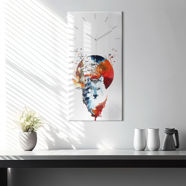 Orologio verticale Il lupo e la luna piena