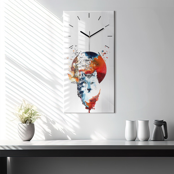 Orologio verticale Il lupo e la luna piena