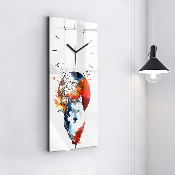 Orologio verticale Il lupo e la luna piena