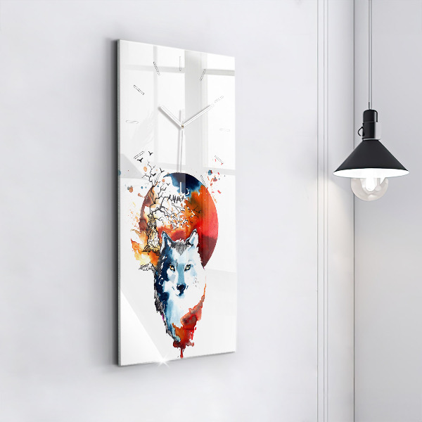 Orologio verticale Il lupo e la luna piena