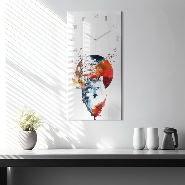 Orologio verticale Il lupo e la luna piena
