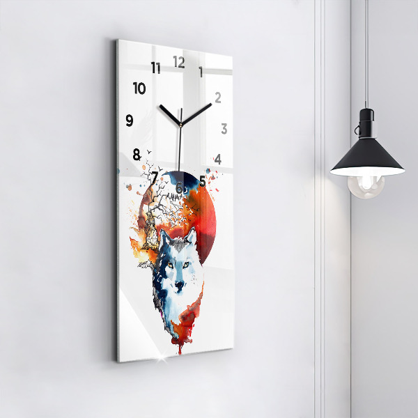Orologio verticale Il lupo e la luna piena