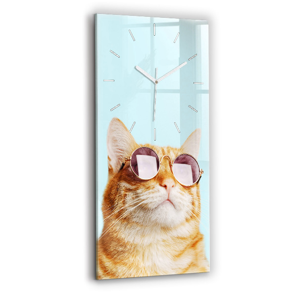 Orologio verticale Gatto divertente con gli occhiali