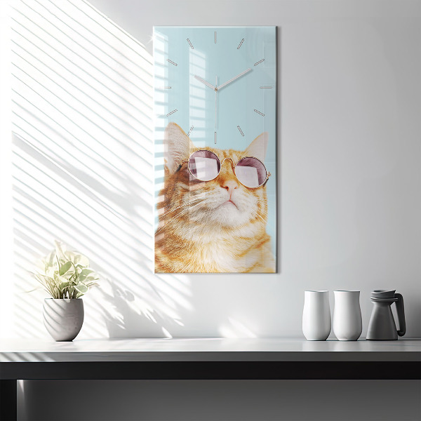 Orologio verticale Gatto divertente con gli occhiali