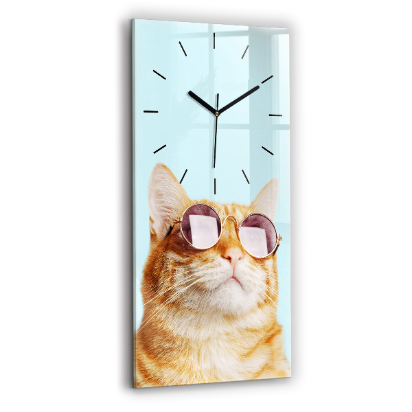 Orologio verticale Gatto divertente con gli occhiali
