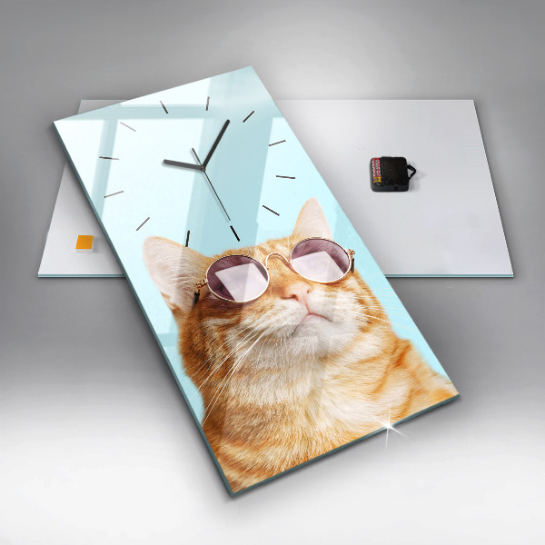 Orologio verticale Gatto divertente con gli occhiali