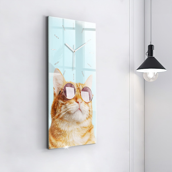 Orologio verticale Gatto divertente con gli occhiali