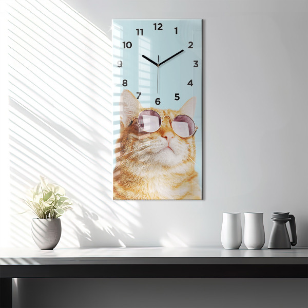 Orologio verticale Gatto divertente con gli occhiali