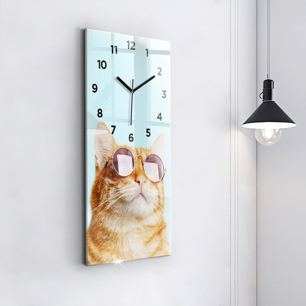 Orologio verticale Gatto divertente con gli occhiali