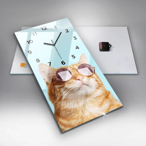 Orologio verticale Gatto divertente con gli occhiali