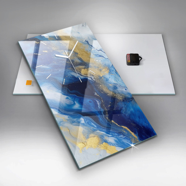 Orologio verticale in vetro Marmo blu