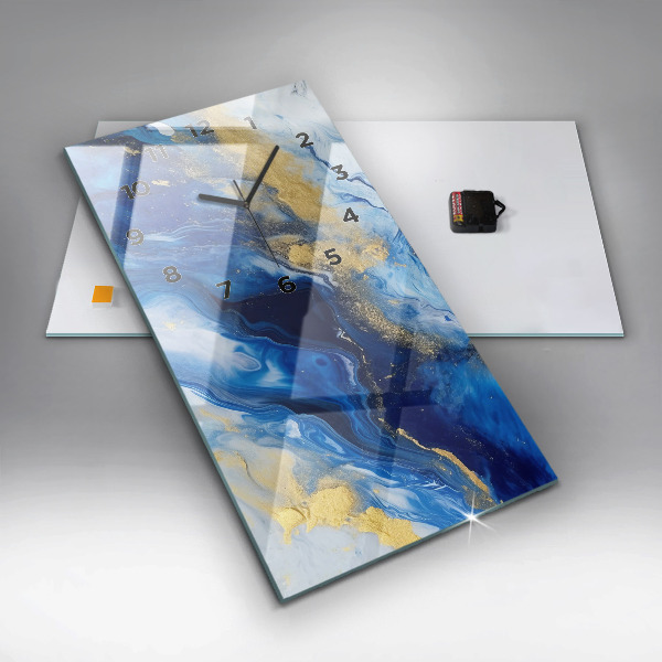 Orologio verticale in vetro Marmo blu