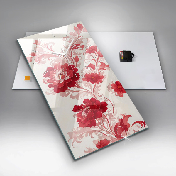 Orologio verticale in vetro Fiori rossi