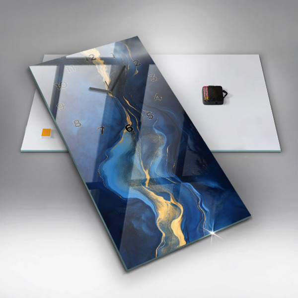 Orologio verticale in vetro Marmo blu