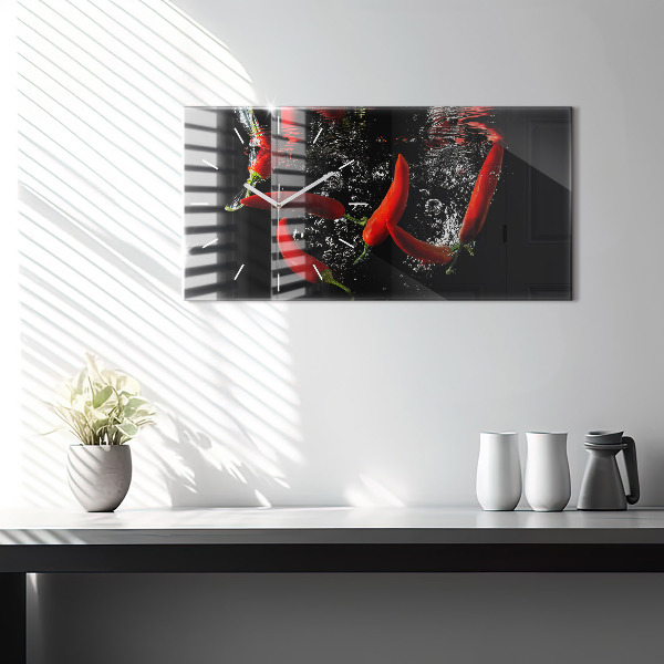 Orologio rettangolare Peperoni in acqua