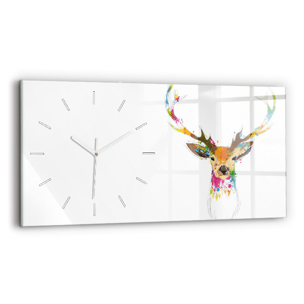 Orologio rettangolare Testa di cervo colorata