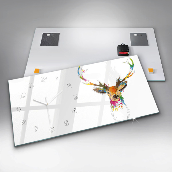 Orologio rettangolare Testa di cervo colorata