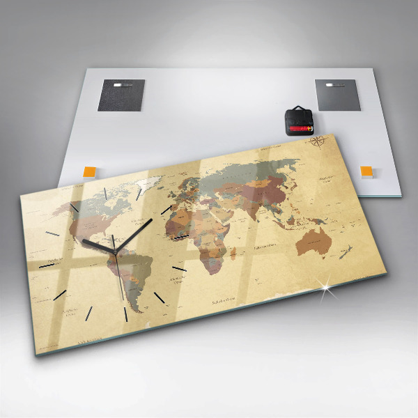 Orologio rettangolare Mappa del mondo d'epoca