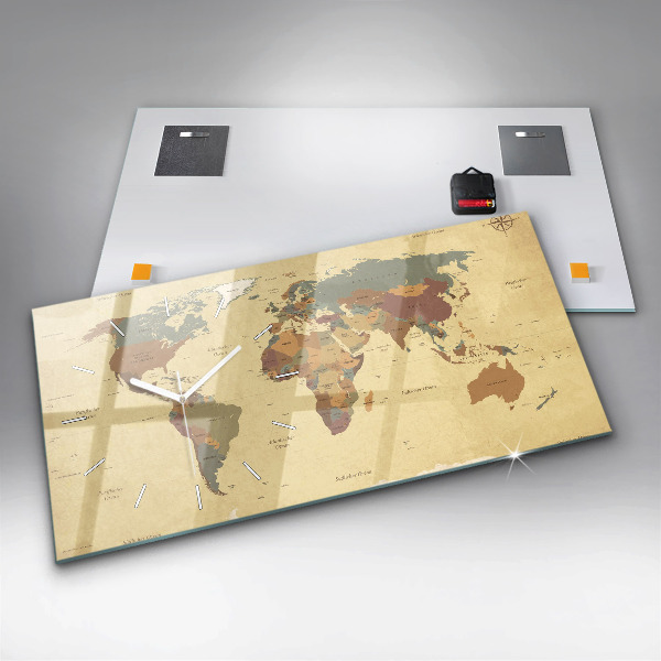 Orologio rettangolare Mappa del mondo d'epoca