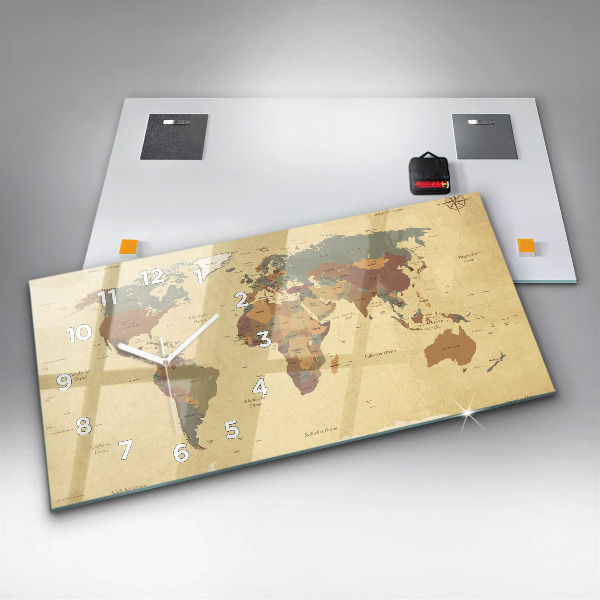 Orologio rettangolare Mappa del mondo d'epoca