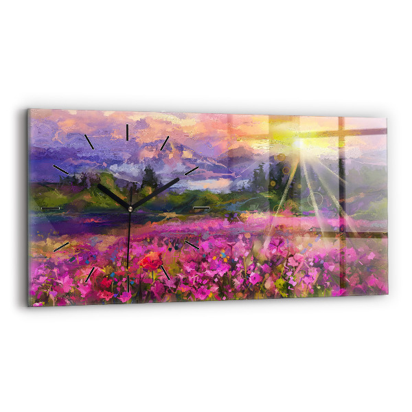 Orologio rettangolare Prato al tramonto