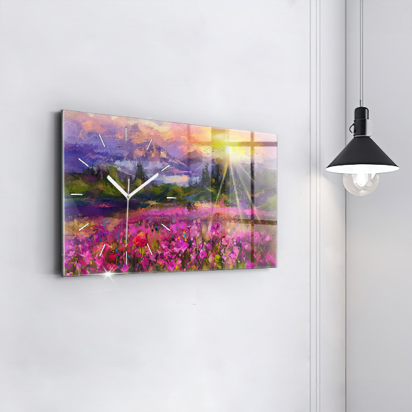 Orologio rettangolare Prato al tramonto