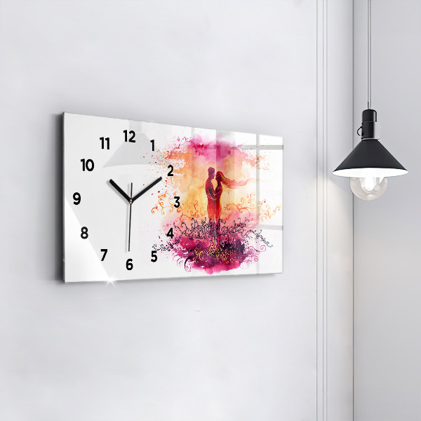 Orologio rettangolare Coppia innamorata ad acquerello
