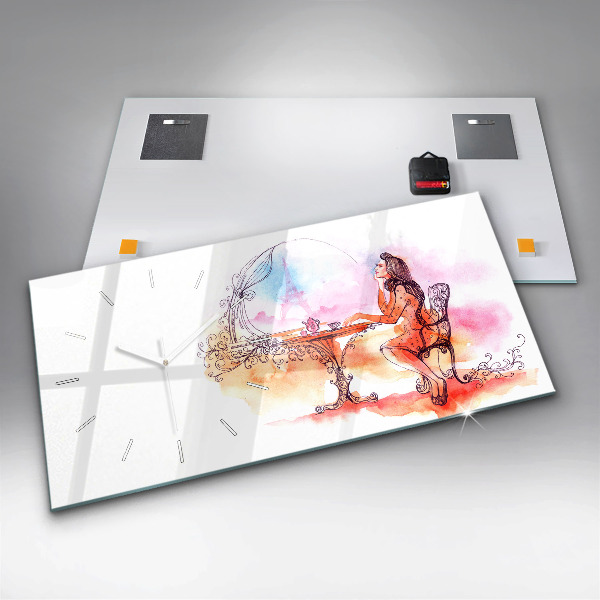 Orologio rettangolare Donna che beve il tè