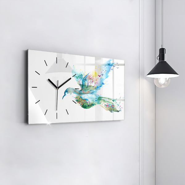 Orologio rettangolare Astrazione di uccello e primavera