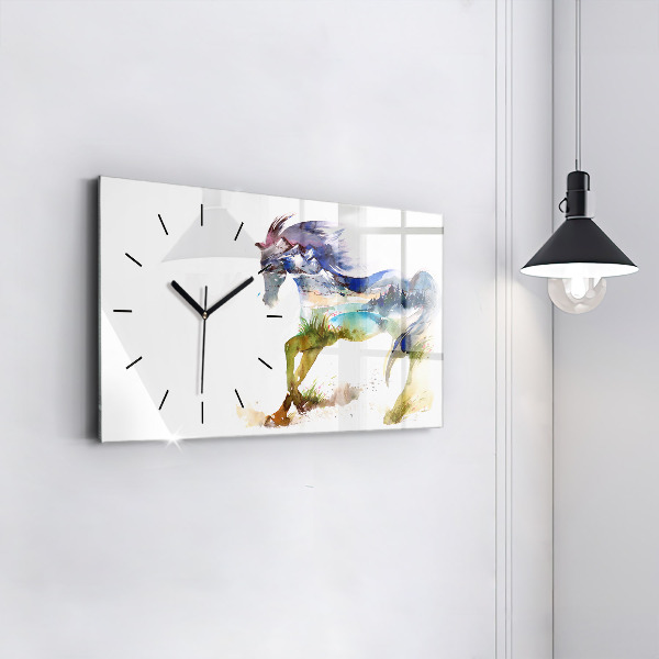 Orologio rettangolare Montagne dipinte e cavallo
