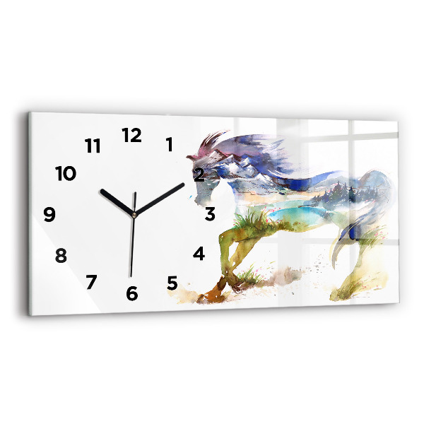 Orologio rettangolare Montagne dipinte e cavallo