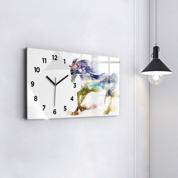 Orologio rettangolare Montagne dipinte e cavallo