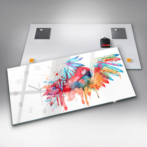 Orologio rettangolare Pappagallo rosso colorato