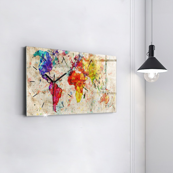 Orologio rettangolare Mappa del mondo colorata