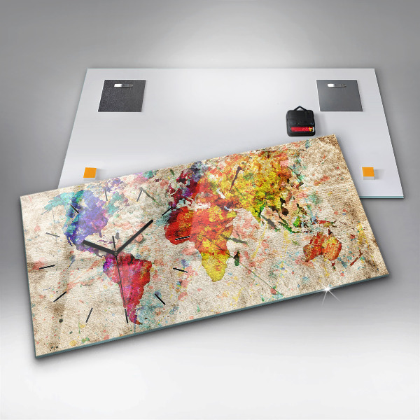 Orologio rettangolare Mappa del mondo colorata