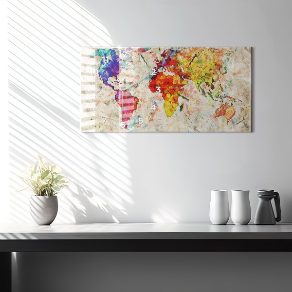 Orologio rettangolare Mappa del mondo colorata
