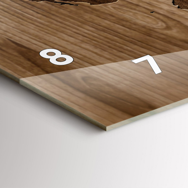 Orologio rettangolare Mappa del mondo su legno