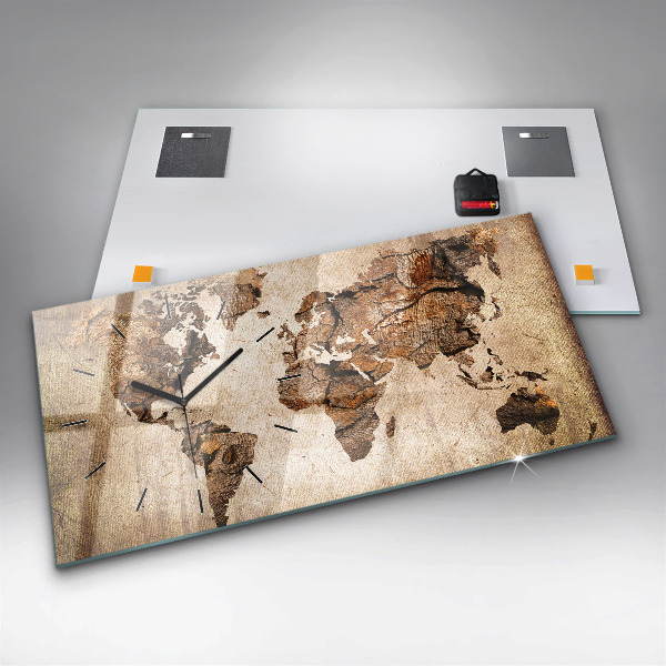 Orologio rettangolare Mappa del mondo d'epoca