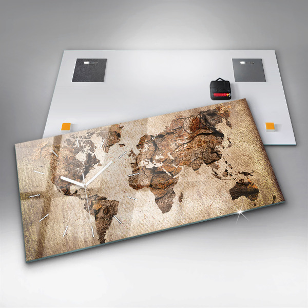 Orologio rettangolare Mappa del mondo d'epoca