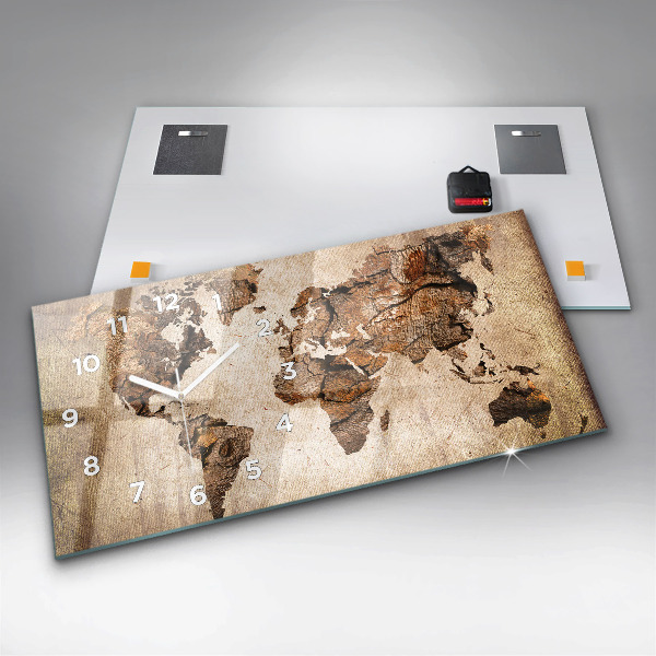 Orologio rettangolare Mappa del mondo d'epoca