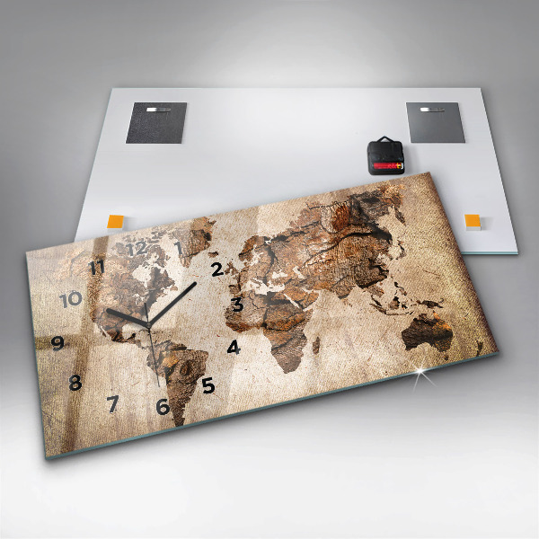Orologio rettangolare Mappa del mondo d'epoca