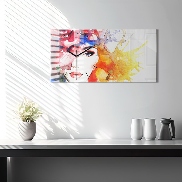 Orologio rettangolare ritratto colorato di una donna