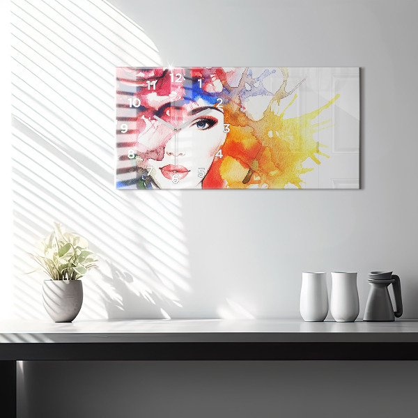 Orologio rettangolare ritratto colorato di una donna