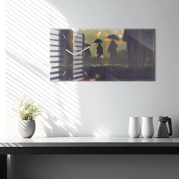 Orologi orizzontali Persone con ombrelli