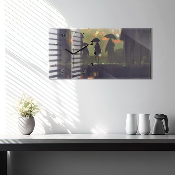 Orologi orizzontali Persone con ombrelli