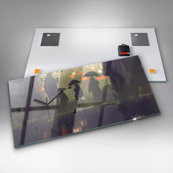 Orologi orizzontali Persone con ombrelli