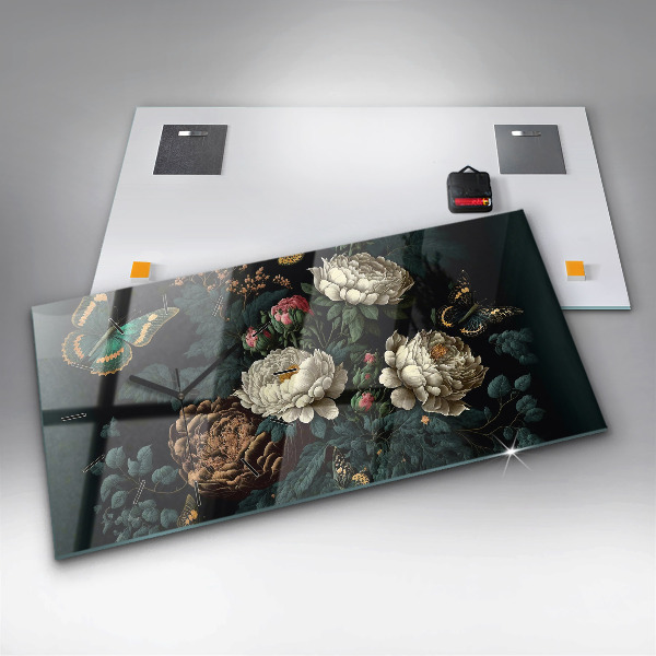 Orologi orizzontali Fiori e farfalle dorate