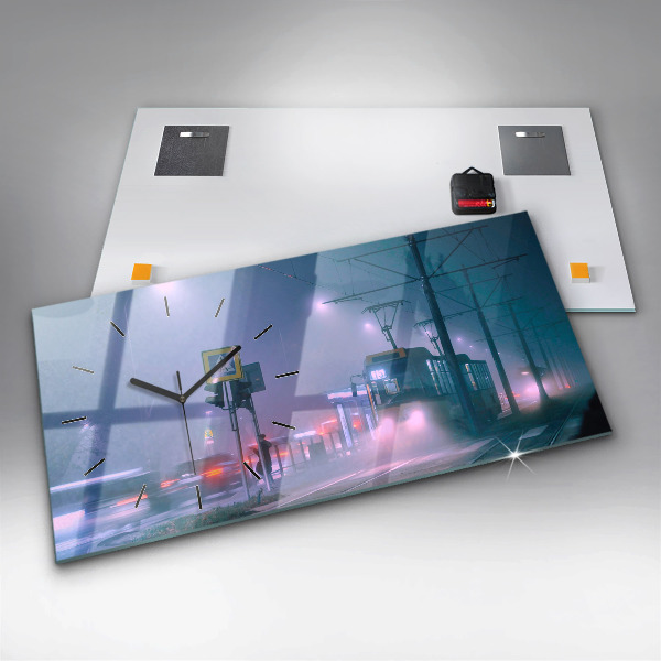 Orologio rettangolare Varsavia nella nebbia